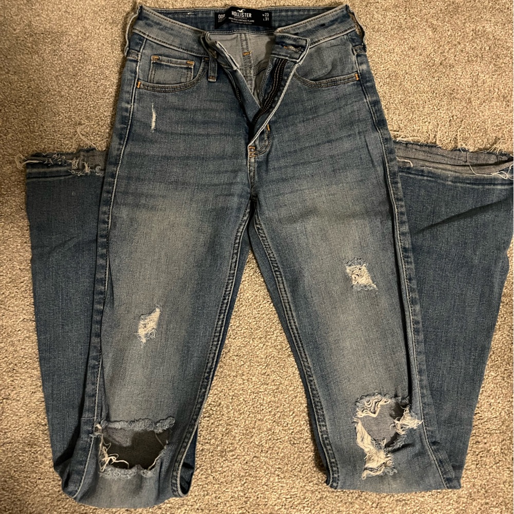 High Rise Flare Ripped Hollister Jeans